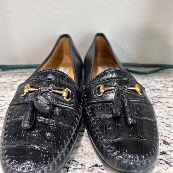 Belvedere Florence Crocodile Leather Pennyloafer Tassel Black Dress Shoes 11.5 M main image 5